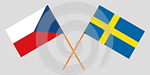 Sweden and Czech Republic. Crossed Swedish and Czech flags