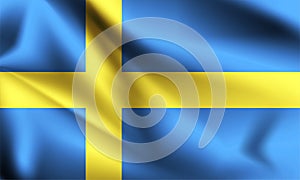 Sweden flag blowing in the wind