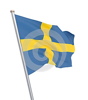 Sweden flag blowing in the wind. Background texture. 3d rendering, wave