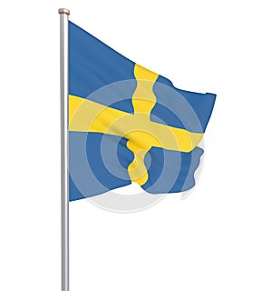 Sweden flag blowing in the wind. Background texture. 3d rendering, wave