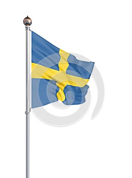 Sweden flag blowing in the wind. Background texture. 3d rendering, wave