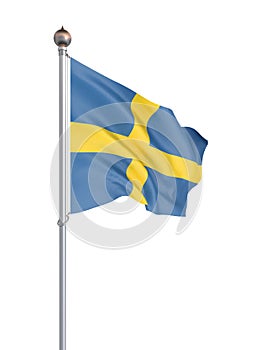 Sweden flag blowing in the wind. Background texture. 3d rendering, wave