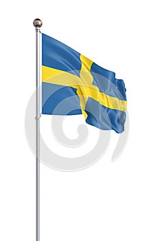 Sweden flag blowing in the wind. Background texture. 3d rendering, wave