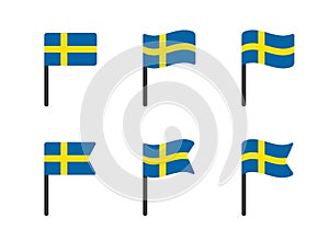 Sweden flag icons set, national flag of Kingdom of Sweden