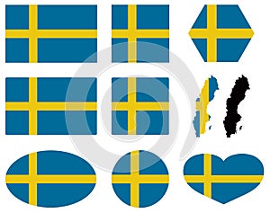 Sweden flag and map - country in Europe