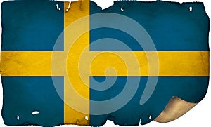 Sweden Flag On Old Paper