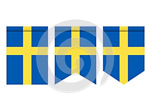 Sweden flag or pennant isolated on white background. Pennant flag icon