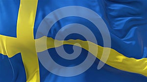 Sweden Flag in Slow Motion Smooth blowing in wind seamless loop Background