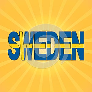 Sweden flag text with sunburst illustration