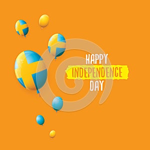 Sweden indepedence day celebration banner or poster with greeting text and balloons in sky. vector swedish greeting card