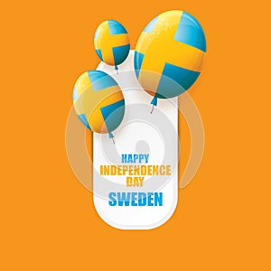 Sweden indepedence day celebration banner or poster with greeting text and balloons in sky. vector swedish greeting card