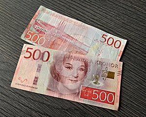 Sweden krone banknotes. Fem hundra kronor.