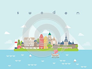 Sweden Landmarks Travel and Journey Vector