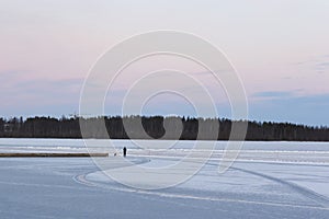 Sweden, LuleÃÂ¥ winter morning, view over LuleÃÂ¤lven. photo