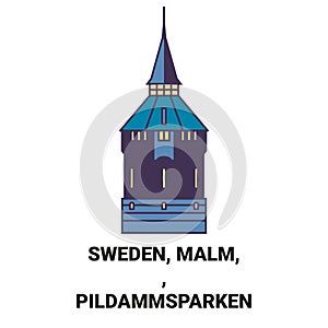 Sweden, Malmo, Pildammsparken travel landmark vector illustration