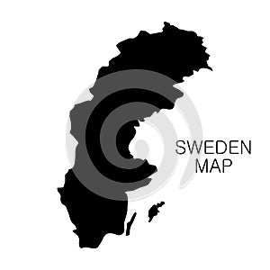 Sweden map and country name isolated on white background. Vector illustration