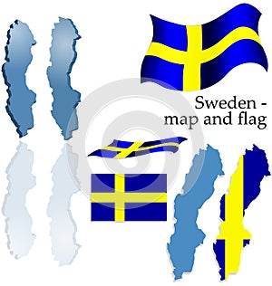 Sweden - map and flag set