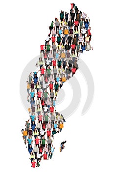 Sweden map multicultural group of people integration immigration photo
