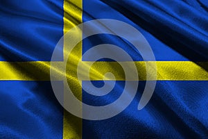 Sweden national flag 3D illustration symbol. Sweden flag