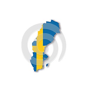 Sweden national flag in a shape of country map