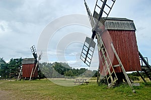 Sweden Oland Two old mills photo