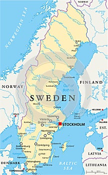 Sweden Political Map photo