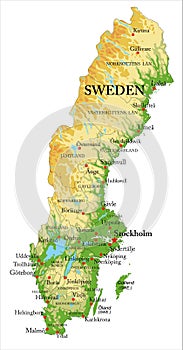 Sweden relief map