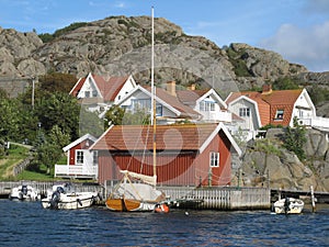 Sweden's west coast - Typical Swedish houses by the sea photo