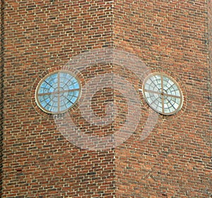 Sweden, Stockholm, Hogalid Church, round mosaic windows