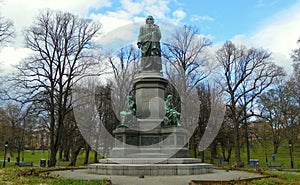 Sweden, Stockholm, Humlegarden, statue of Carl von Linne