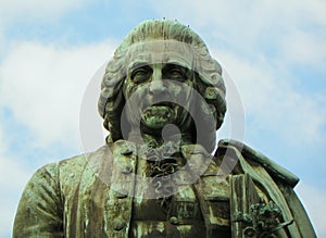 Sweden, Stockholm, Humlegarden, statue of Carl von Linne, the head of the statue