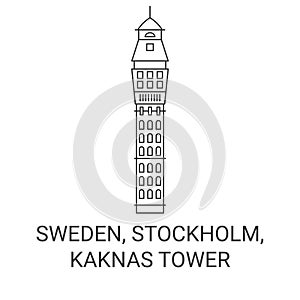 Sweden, Stockholm, Kaknas Tower travel landmark vector illustration