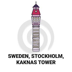 Sweden, Stockholm, Kaknas Tower travel landmark vector illustration