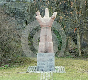 Sweden, Stockholm, monument to La Mano to Katarinawagen