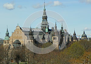Sweden, Stockholm, Skansen Open-Air Museum, view from the King Oscars Terrace to the Nordic Museum