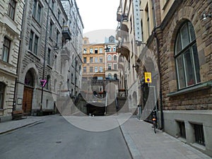 Sweden, Stockholm - the Snickarbacken Street in Stockholm.