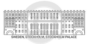 Sweden, Stockholm, Stockholm Palace, travel landmark vector illustration