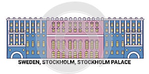 Sweden, Stockholm, Stockholm Palace, travel landmark vector illustration