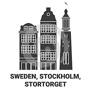 Sweden, Stockholm, Stortorget travel landmark vector illustration