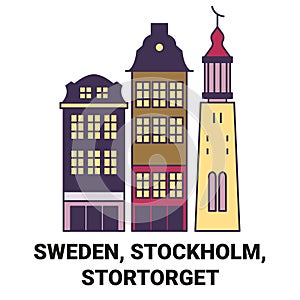 Sweden, Stockholm, Stortorget travel landmark vector illustration