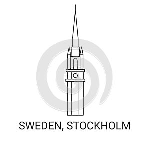 Sweden, Stockholm travel landmark vector illustration