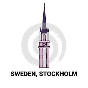 Sweden, Stockholm travel landmark vector illustration