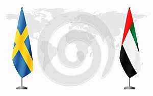 Sweden and United Arab Emirates flags for official meetin