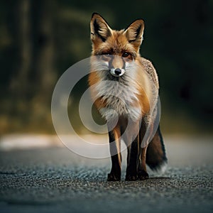 Sweden, Uppland, Lidingo, Fox standing on road