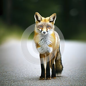 Sweden, Uppland, Lidingo, Fox standing on road