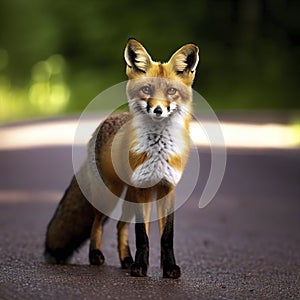 Sweden, Uppland, Lidingo, Fox standing on road