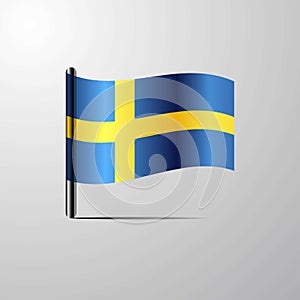 Sweden waving Shiny Flag design vector