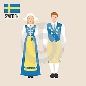 Sweden woman and man in traditional costume