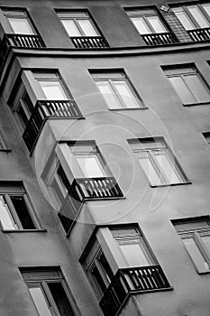 Swedish beautiful buildings in black and white.