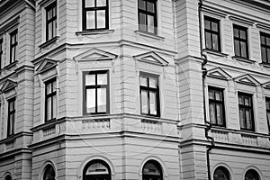 Swedish beautiful buildings in black and white.